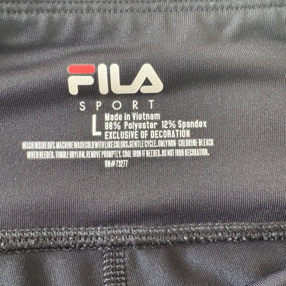 Fila Sport Black Activewear Leggings Womens Large W/ Vibrant Pink Purple Accents - Picture 4 of 11